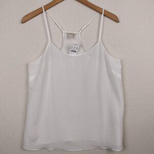 J Crew Racerback Camisole Tank Top Women Size 10 White Adjustable Babydoll NWT